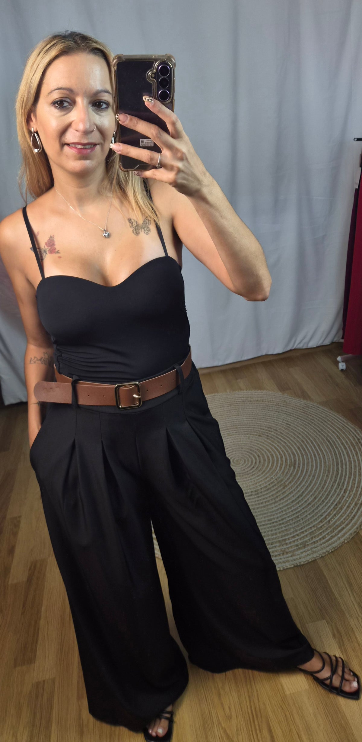 Pantalon palazo pinzas negro