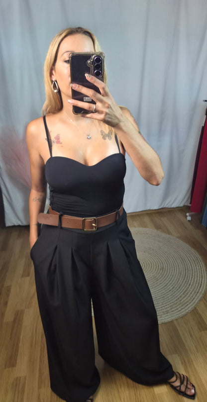 Pantalon palazo pinzas negro
