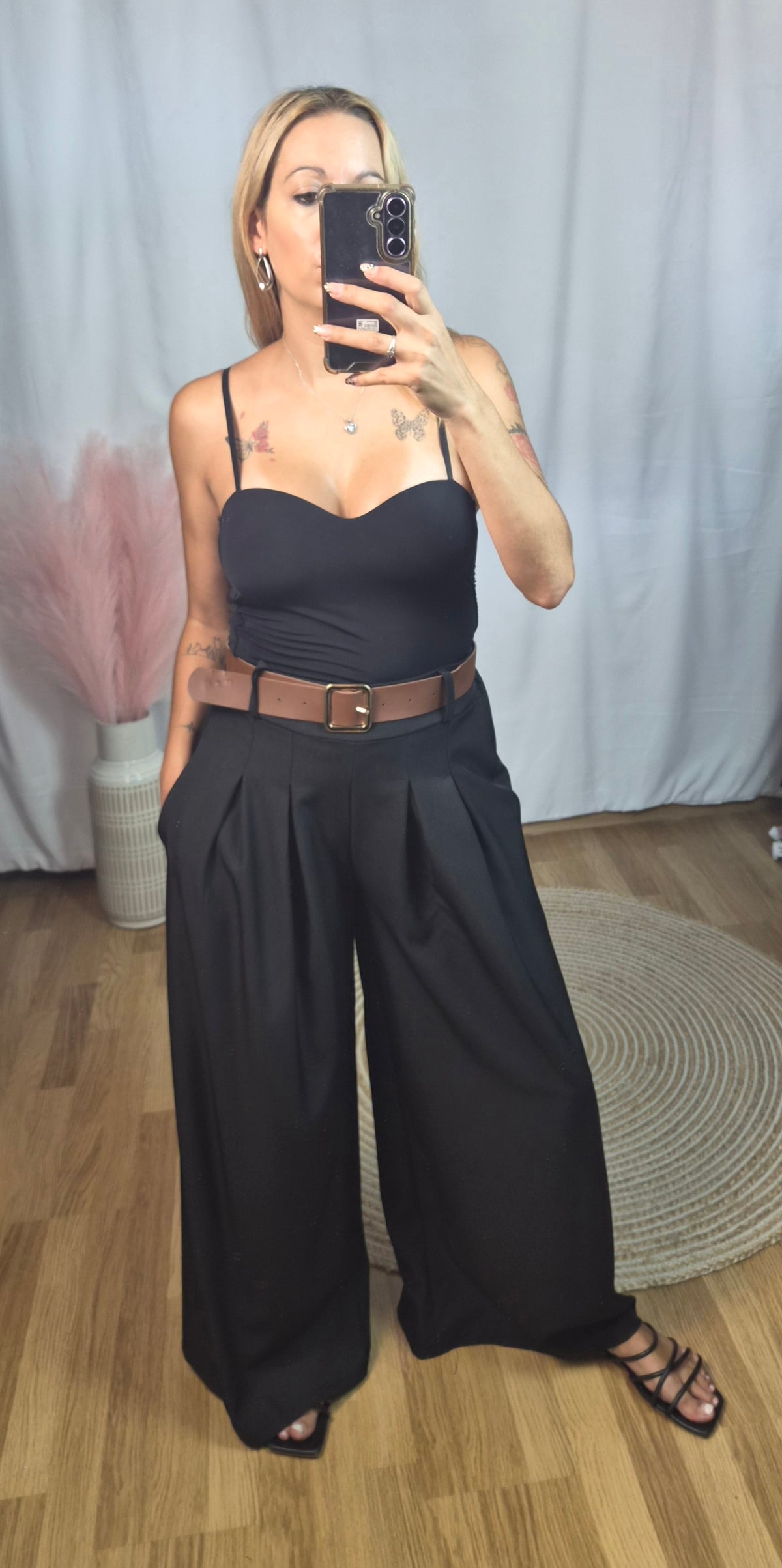 Pantalon palazo pinzas negro