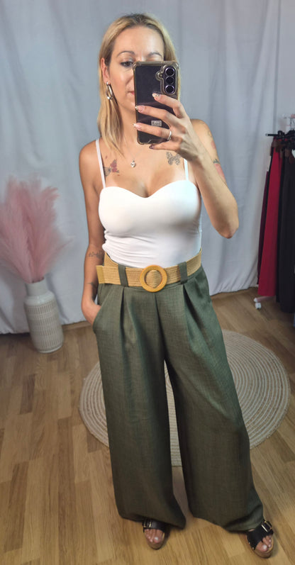 Pantalon palazo verde