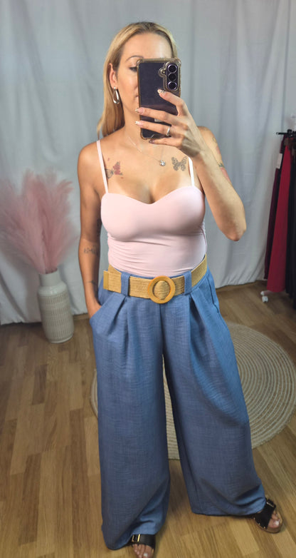 Pantalón palazo azul