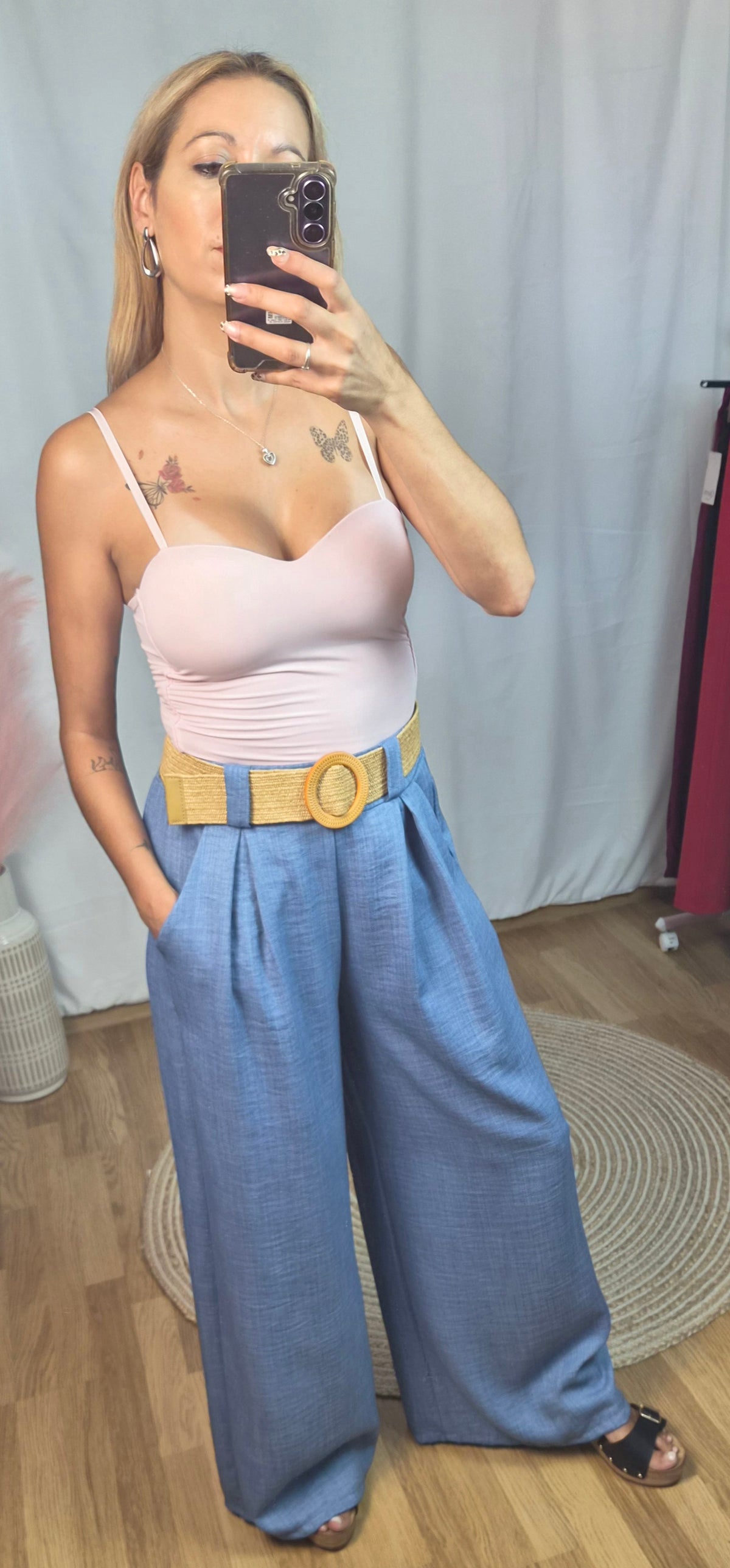 Pantalón palazo azul