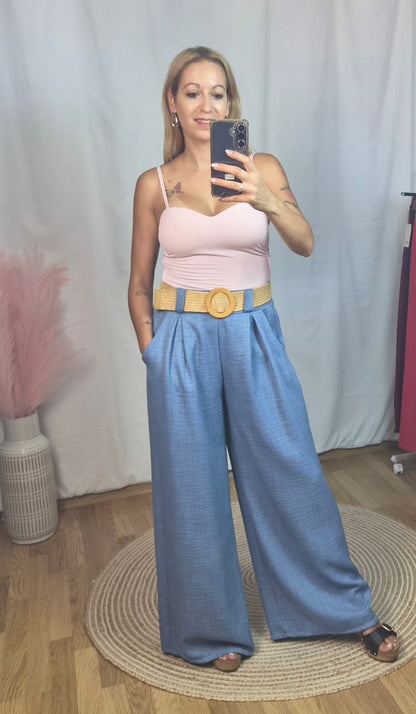 Pantalón palazo azul
