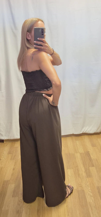 Pantalón Marrón Chocolate Fluido - look completo