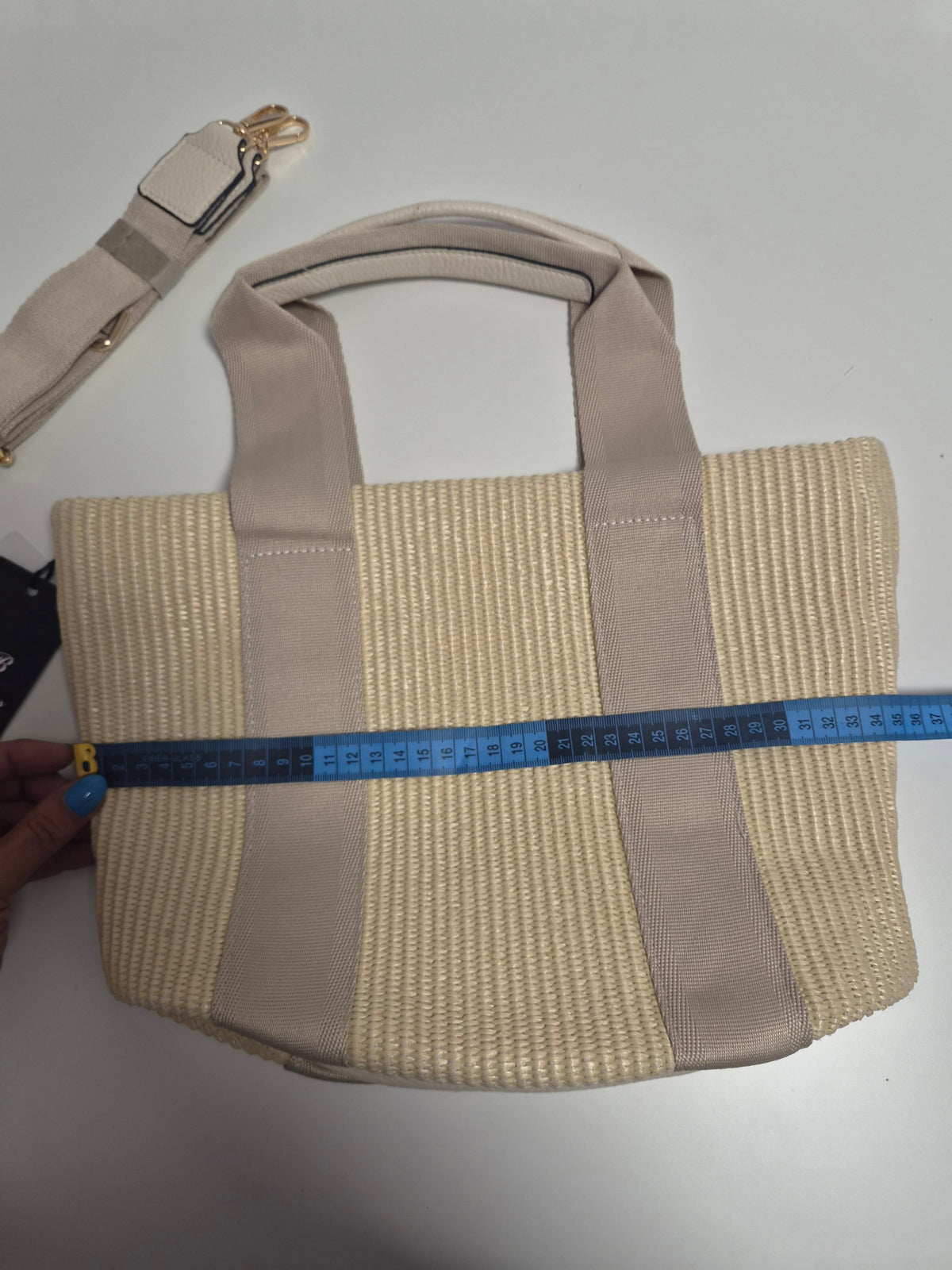 Bolso Tote Rafia Franjas Beige - medida ancho 35cm