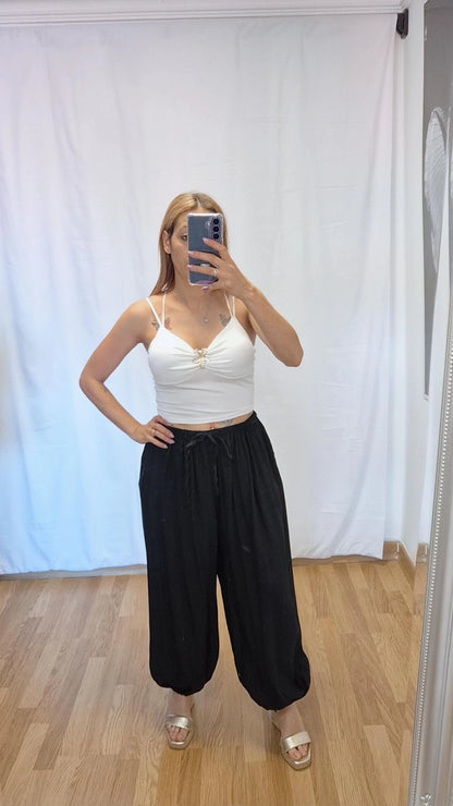 Top flor tirantes blanco