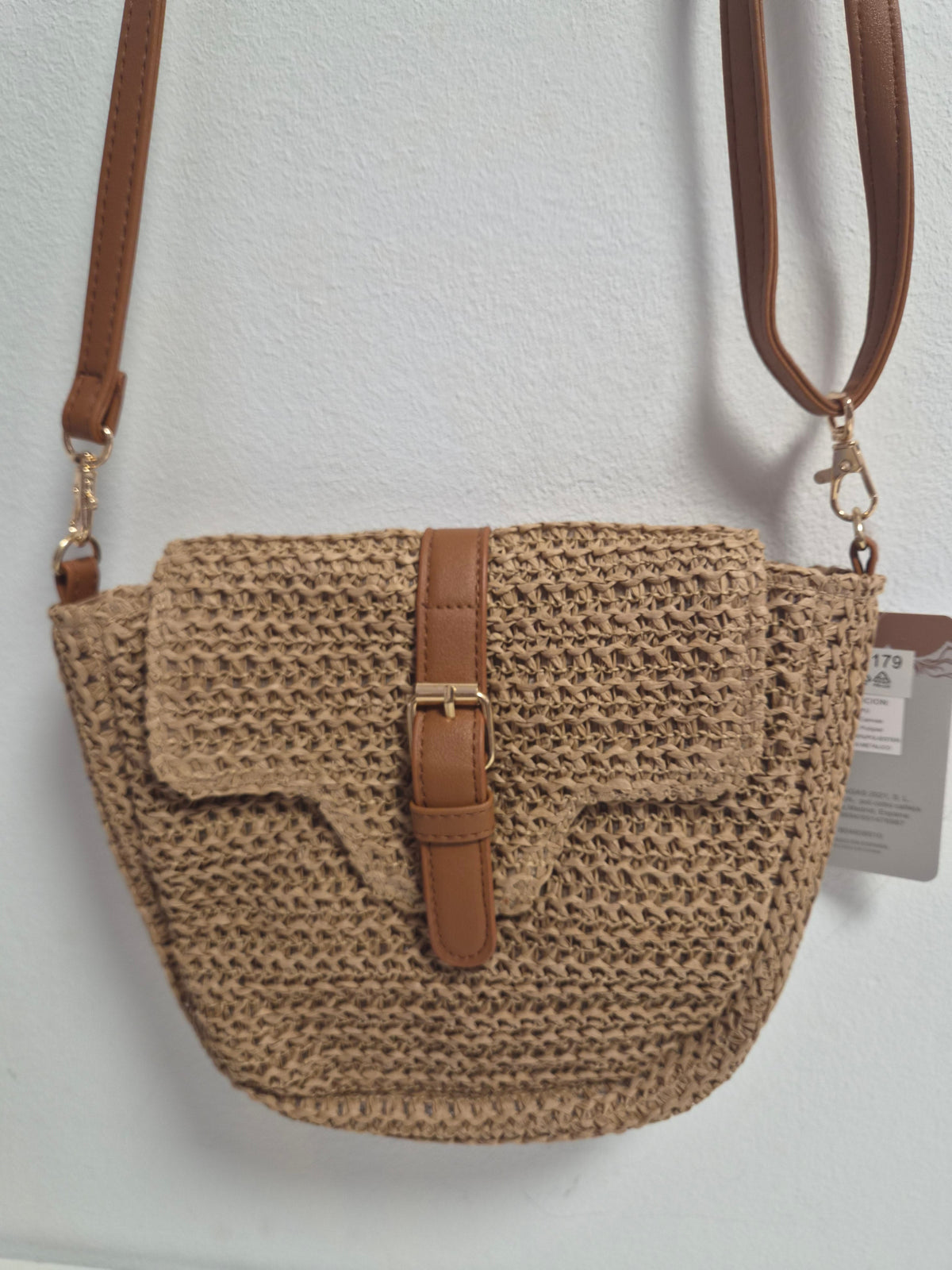 Bolso Saddle Rafia Boho - vista frontal