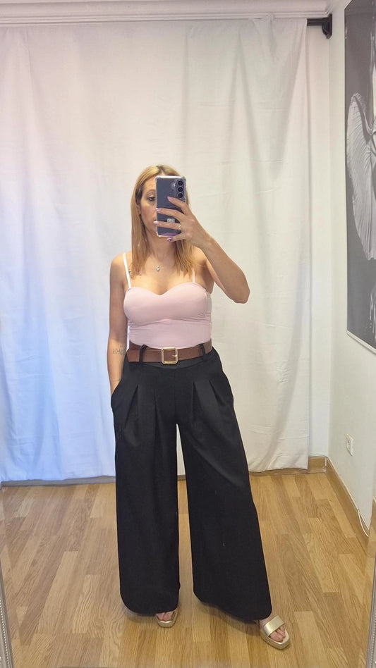 Pantalon palazo pinzas negro
