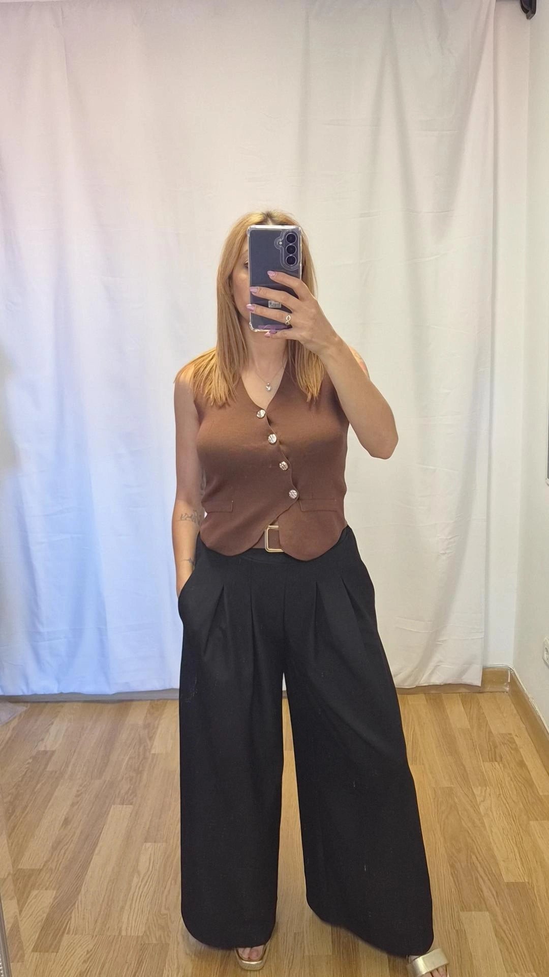 Pantalon palazo pinzas negro