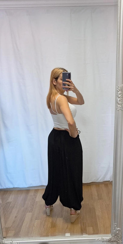 Pantalon globo fluido negro